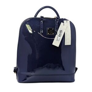NWT RARE Dooney & Bourke Indigo Patent Leather Zip Pod Backpack Midnight Shine